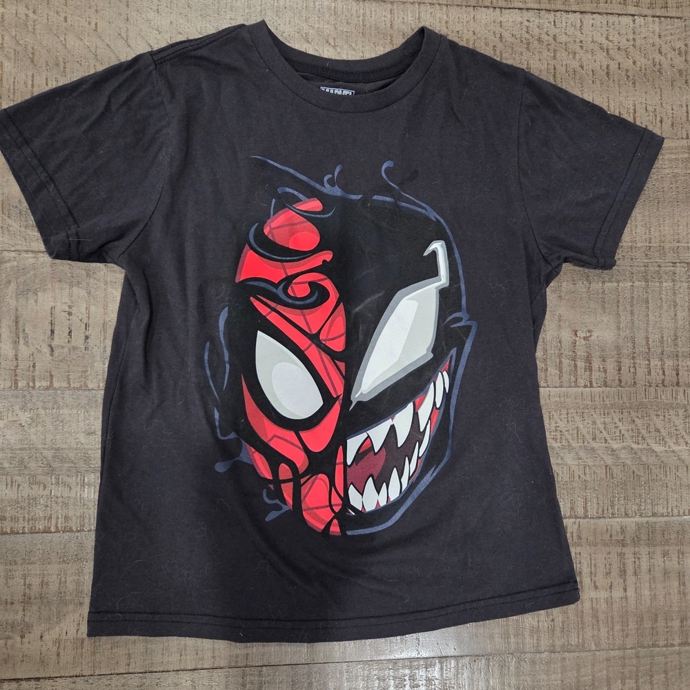 Marvel Boys Spider-Man Venom Split Face Graphic T-Shirt Black Medium